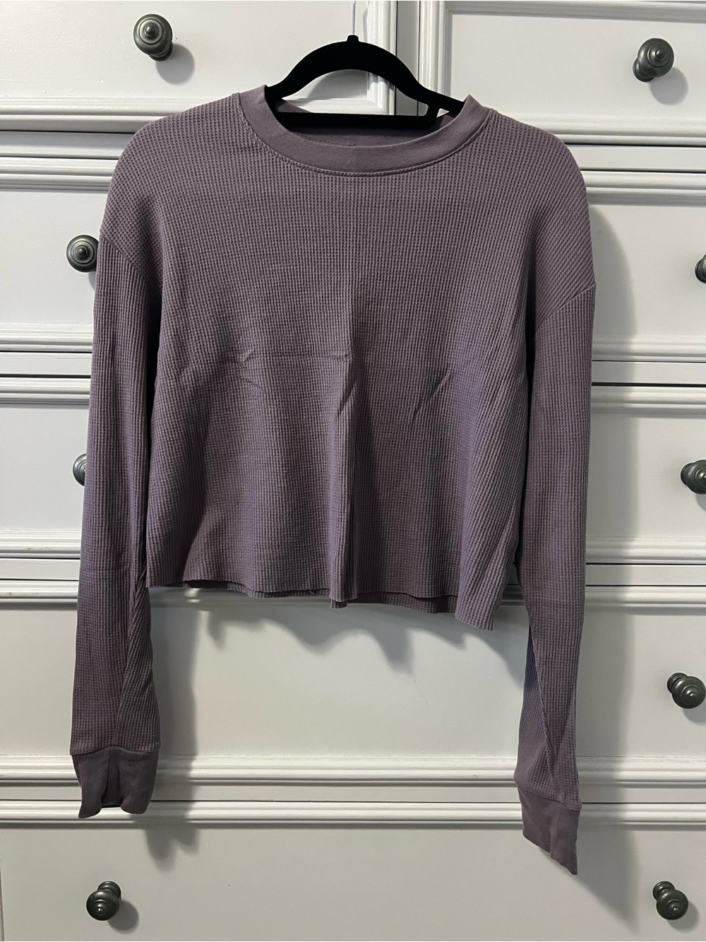 wild fable Lavender Cropped Waffle Knit Long-Sleeve Top